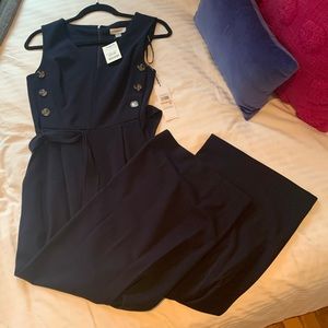 NWT Calvin Klein navy wide leg jumpsuit
